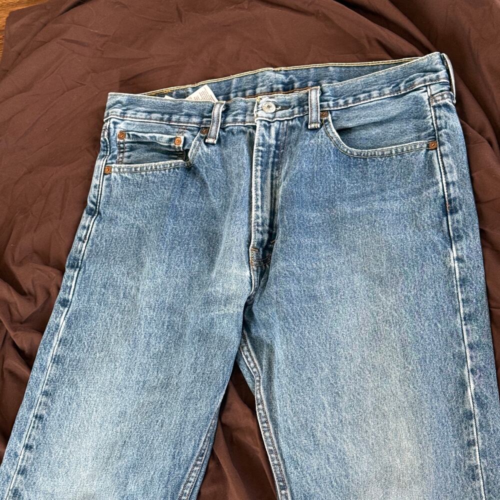 Levi's 505 Men's 36x30 100% Cotton 5-pocket straight regular fit dark stonewash - Picture 2 of 10